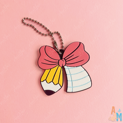 📓 Notebook Bow Pencil NFC Keychain/Bag Charm・ 3D File for 3D printing・Cults