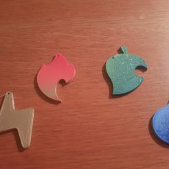 Photo-1.jpg STL file Decorative key rings, Earrings, Elemental pendants, Flame, Light, Water, Plant・3D print model to download