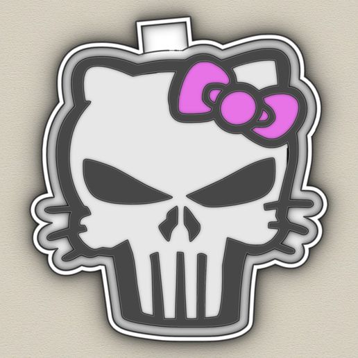 HELLO KITTY - PUNISHER KITTY - freshie mold - STL for silicone mold