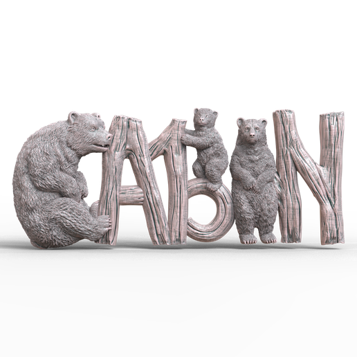 📁 3D Model STL File for CNC Router Laser & 3D Printer Bears Cabin sign ...