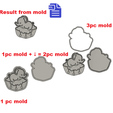 STL00713-5.png Sleepy Elephant Bath Bomb Mold - includes 1pc + 2pc + 3pc molds