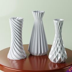 3D-Printed-Vases.jpg Archivo STL Set 3 modelos de jarrones impresos en 3D・Modelo de impresora 3D para descargar