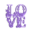 love word vines.stl Love Sign Love word in Vines Love flowers 2d wall art