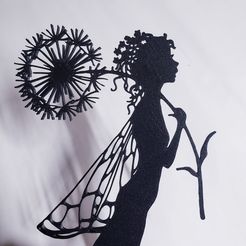 Fairy with Flower wall art hada dandilion decoración de pared 2d art