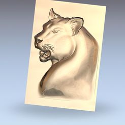 leopard_head1.jpg Free STL file bas-relief model of leopard head・Design to download and 3D print