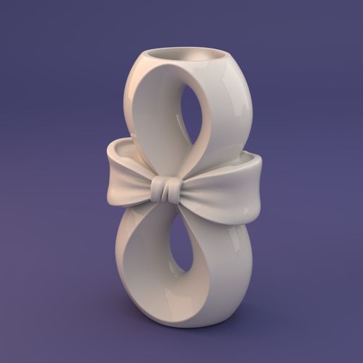 Infinity Bow Vase – Elegant Modern 3D Printable Planter - 3D model önizlemesi