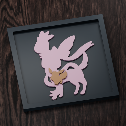 Sylveon Line - Pokemon Silhouette Frame | Normal, Inverse & Scaled STL