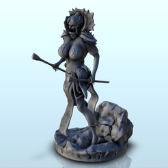 69.png STL file Warrior woman with double weapons and long oriental dress (16) - Medieval Fantasy Magic Feudal Old Archaic Saga 28mm 15mm・3D print design to download