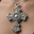 01-4.png Baroque Cross Pendant with Cabochon Setting 3D print model