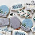 Winter-Cookies.jpg Winter/Holiday Shape Cookie Cutters - Penguin, Snowglobe, Snowflake Plaque, Branch (4 designs) Set. Sharp Edges!