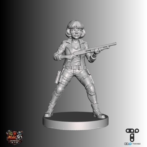 🧡 Velma Dinkley – Scooby-Doo × Residual Evil STL Miniature + Zombicide V2 Card