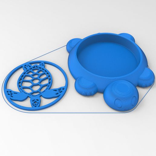 🐢 Sea Turtle Coaster Set with Holder | Ocean-Themed 3D Printable Drink ...