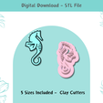 seahorse-clay-cutters.png Seahorse Clay Cutter, 5 sizes