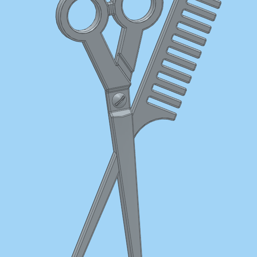 Scissors and comb barber pendant 3D model