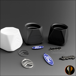Citro-Ford-Jeep.png 3D file Mate Ford Citroren Jeep set x 3 + keychains・3D printing model to download