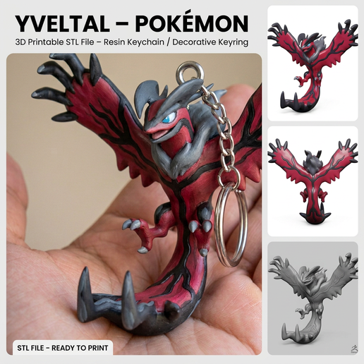 Yveltal Pokemon Keychain 3D Printable STL Model