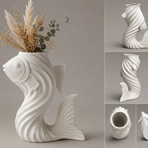 Twisted Spiral Fish Vase – 3D Printable