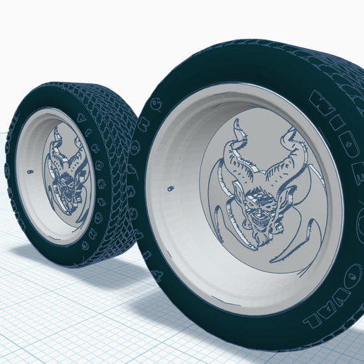 🚗 1-25th devil-faced rims and with what if tires・ STL File for 3D ...
