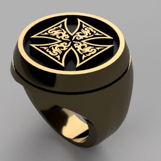 Anillo cruz de malta tribal