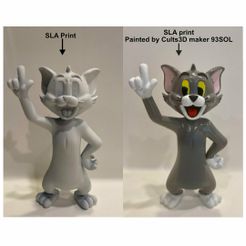 Tom-plain-vs-painted1.jpg Fichier STL gratuit Tom Cat - Pièce unique・Design pour imprimante 3D à télécharger