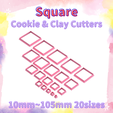 3.png SQUARE ＊ SET OF 20 SIZES ＊ POLYMER CLAY CUTTERS＊COOKIE CUTTERS＊SUGAR CRAFT