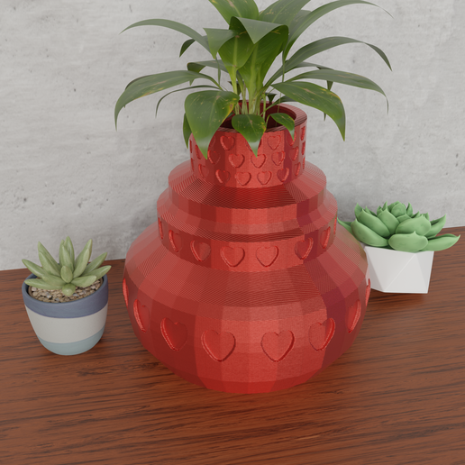 RenderRealista.png Vaso de corações românticos para o Dia dos Namorados