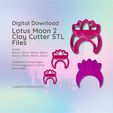 Cover-11.png Lotus Moon 2 Clay Cutter - Celestial STL Digital File Download- 8 sizes and 2 Cutter Versions
