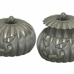 Pumpkin-Halloween.jpg Fichier 3D Jeu de citrouilles entières et ouvertes pour Halloween・Modèle à télécharger et à imprimer en 3D