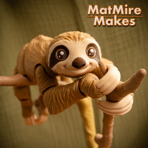 Sloth-4-copy.jpg Sloth plus Tree display, Articulated fidget figure, 3mf included