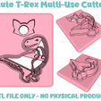 Cutetrex.png Cute T-Rex polymer clay cutter STL file