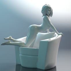 3c.png STL file Girl on chair model・3D printer model to download