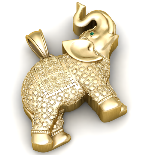 Primary: Ornate Royal Elephant Gold Pendant  Artistic: Majestic Gilded Pachyderm with Filigree Detail  Commercial: 3D Printable Intricate Elephant Jewelry Charm