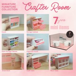 Miniature-Crafter-Sewing-Room.jpg MINIATURE CRAFTER / SEWING ROOM FURNITURE COLLECTION (7 PCS) | 1:12 SCALE, MINIATURE CRAFT ROOM, DOLLHOUSE SEWING ROOM, MINIATURE CRAFTING ROOM