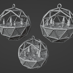 diorama4.png 3D file Diorama Snow Globe Christmas Ornaments・3D printable model to download