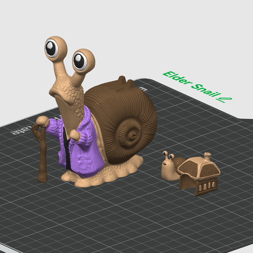 🐌 Elder Snail with Baby Snails - Flexi Garden Decor - No Supports 3D ...