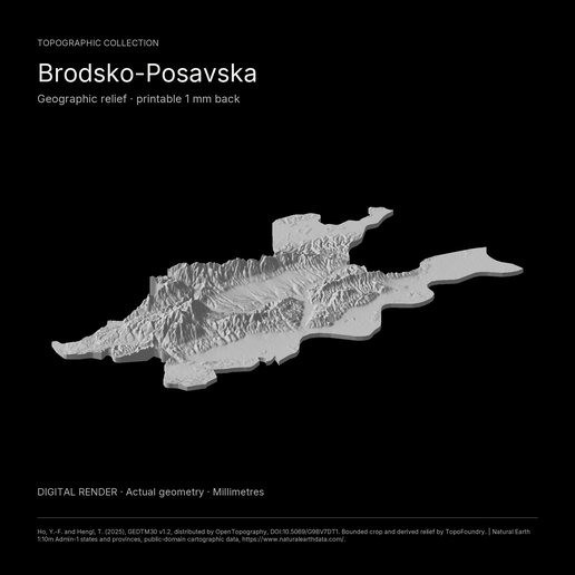 Brodsko-Posavska, Croatia Regional 3D Terrain STL + 3MF | Two Printable Versions - STL and 3MF Bundle