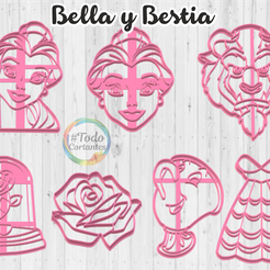 bella y bestia.png beautiful and beastly cookie cutter set