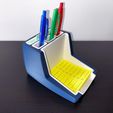 IMG_3210.jpg STL/3MF files for Sticky Notes Organizer with stencils and pen holder. Desk organizer.
