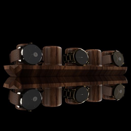 Wooden Stand for Five Watches 3D model