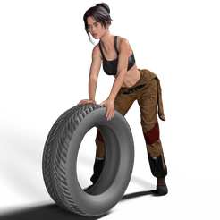 MECHANIC-WOMAN-WITH-TIRE-2.png Download STL file MECHANIC WOMAN WITH TIRE 2 • 3D print design, gigi_toys