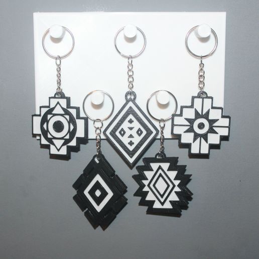 5 Inca X Mapuche Keychains 3D model