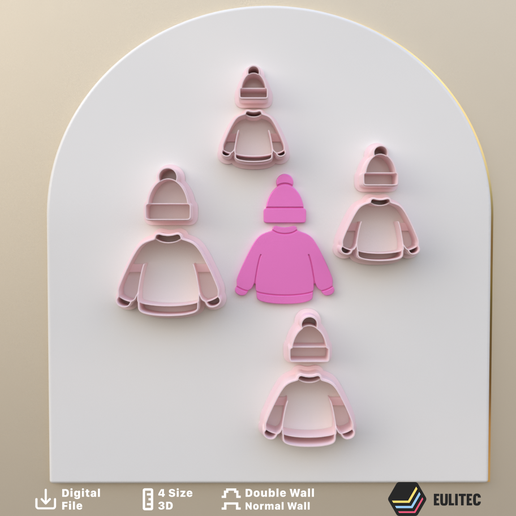 Polymer clay cutter *4 size 2 version cut/sweater and hat/EULITEC.COM/CC/COPYRIGHTED LICENSE 3D model