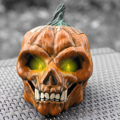 3DPrintedPumpkinKingLantern.png Free STL file Scary Pumpkin King Lantern・3D print object to download