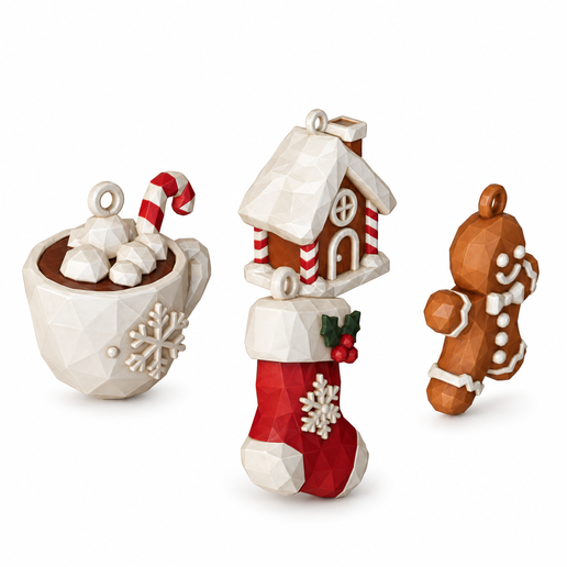Christmas Ornament Set - Gingerbread House Hot Cocoa Multi-Color AMS Ready 3MF and 3D Printable STL File