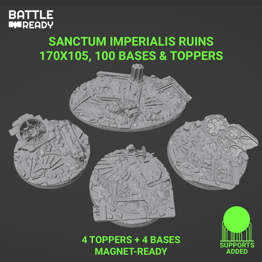 IMPERIAL/CHAOS KNIGHT SANCTUM RUINS TOPPER BASE (170x105mm +100mm) 3D model