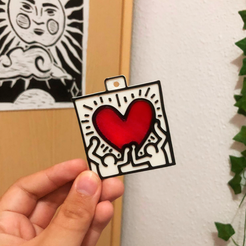 1.png Keith Haring key ring: people with heart