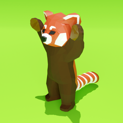 1.png Fichier STL panda rouge debout, faible en polyéthylène・Objet imprimable en 3D à télécharger