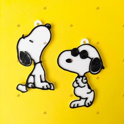snoopyclascool.jpg Archivo 3D Llavero Snoopy 2 pack・Modelo para descargar y imprimir en 3D, huesito