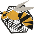 Biene1.png Bee in honeycomb 3D wall art