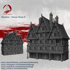 Patreon-Terrace-shops-2-Release.jpg Archivo 3D Tiendas de la terraza del mercado de Vladistov 2・Plan imprimible en 3D para descargar